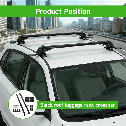 Universal 43.3 Inch Black Roof Rack Cross Bars For SUVs And Crossovers, heavy duty aluminum on car roof in urban setting