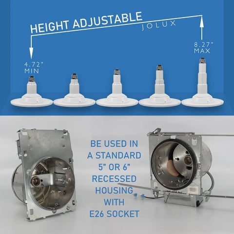 5 Or 6 Inch LED Recessed Retrofit Downlights Kit Dimmable 12W To 60W Equivalent 5000K Daylight 800 Lumens ETL Damp Rated height adjustable