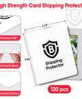 All In One Trading Card Shipping Kit With 120 Card Protectors 3.5 By 4.5 Inches, dimensions and details shown, 120 pieces