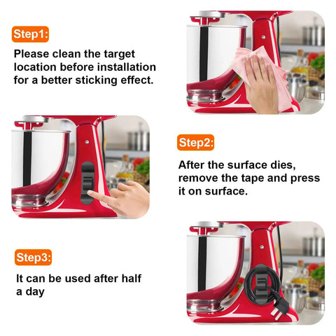 Step-by-step guide to installing cord organizer for kitchen appliances on red mixer