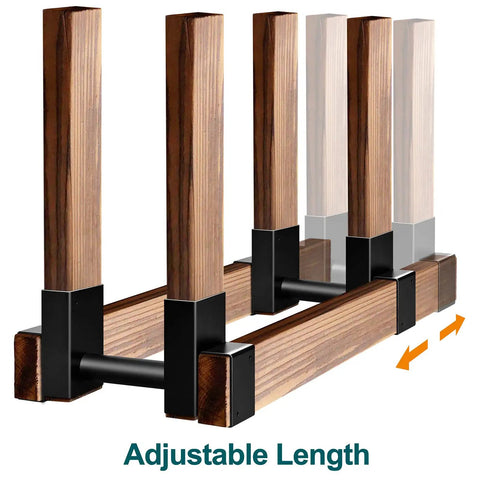 Set Of Two Firewood Rack Brackets For Outdoors, Heavy Duty Wood Storage Holder Kit, Adjustable To Any Length And Height, Built For Easy Lumber Stacks, Sturdy Steel Black Finish