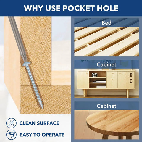 Pocket Hole Screws Eight By One And A Half Inch Zinc Coarse Thread Wood Screws Bulk Pack Of Three Hundred in wood joinery