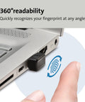 VeriMark Gen1 USB A Fingerprint Key Reader for Windows Hello with Anti Spoofing, 360 Degree Readability inserted in laptop