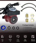 Heavy Duty Hot Water Circulator Pump Fractional Drive Smooth Operator For Home Heating Systems With Three Quarter Inch Fitting No Sweat Installation showing components and fittings.