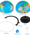 Parts of 10 Inch DIY World Globe For Kids Learning Hands On Assembly Educational Rotating Globe Large World Map shown