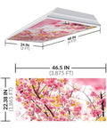 Soft Diffuser Light Covers For 2x4 Fluorescent Classroom Ceiling Lights, Slash Glare, Beat Eye Strain And Headaches, Boost Focus, Easy Install, 22.38 x 46.5 Inches, Flower 4 Pack shown installed with cherry blossom design, dimensions visible.