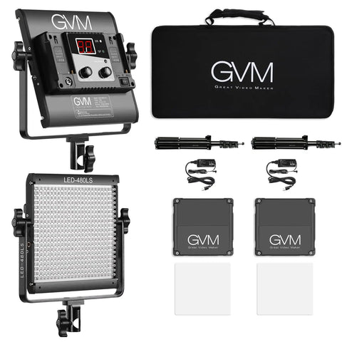 Two Pack Bi-Color LED Video Lights With App Control, 2300K To 6800K Color Temperature, Digital Display, CRI97 Plus TLCI97 Set