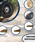 All In One Angle Grinder Wood Carving Disc Set For Four And A Half Inch Grinders With Five Eighths Inch Arbor in use