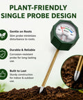 Soil Moisture Meter With 6.5 Inch Single Probe For Most Pots Instant Read No Battery Analog Dial Color Coded Display, green dial