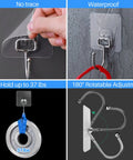 Ten Pack All Purpose Heavy Duty Adhesive Hooks for Hanging Up to 37 Pounds Rustproof Nano Gel Pads and Stainless Steel Hooks in action