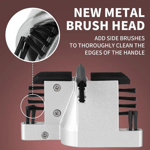 Absolute Knockout Electric Portafilter Cleaner And Automatic Espresso Puck Remover close-up of new metal brush head for thorough cleaning.