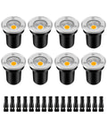 Low Voltage Landscape Well Lights 3W 12V 24V In Ground LED Lights IP67 Waterproof Outdoor Garden Driveway Deck Step Lighting Kit 8 Pack Warm White