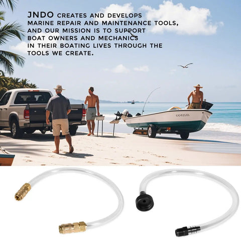 Pro-Grade Boat Bleed And Filler Kit For Hydraulic Steering Systems, Seastar Compatible, displayed on beach with boat in water