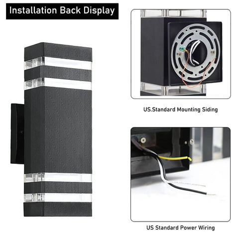 4 Pack 12 Inch LED Up And Down Wall Lights 14W 4000K Day White Outdoor Aluminum Waterproof IP65 installation display