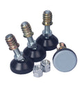 Premium Adjustable Furniture Levelers With Super Slick PTFE Swivel Feet For Tables And Couches No Sweat Rattle Fix Quarter Inch 20 Thread Shank Nuts Included Solid Four Pack with nuts and swivel feet