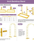 Heavy Duty 7.2Ft Metal Garden Arch Trellis Arbor With Steel Frame And Base assembly instructions steps 1 to 3