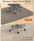 Large Office Chair Mat For Hardwood Floors 35.4 By 47.2 Inches Anti Slip PVC Desk Rug With Rattan Pattern protecting hardwood floor.