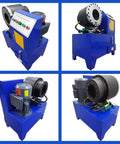 Heavy Duty Automatic Electric Hydraulic Hose Crimping Machine 3600KN With Ten Precision Dies Foot Switch and Three Phase Power for AC Lines Steel Pipe Tubing, blue machine design.