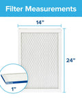 Pleated 14x24x1 HVAC Air Filter MERV 13 For Furnace And AC, 2-Pack, showing product dimensions 14x24x1 inches with close-up detail