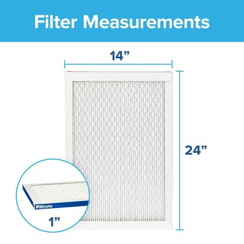Pleated 14x24x1 HVAC Air Filter MERV 13 For Furnace And AC, 2-Pack, showing product dimensions 14x24x1 inches with close-up detail
