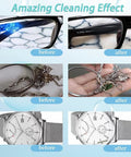 Before and after cleaning with 0.8L Ultrasonic Jewelry Cleaner Pro Grade Machine for jewelry, eyeglasses, and watches.