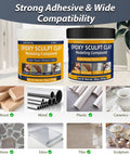 2 Lb Epoxy Putty Sculpt Clay For Modeling And Repair, 2 Part A And B Self-Hardening Clay That Cures At Room Temperature shown with bonds on various materials