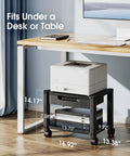 Printer Stand With Space Saving Cable Management And Storage Drawer, Rolling Printer Cart With Locking Wheels under desk