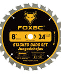Pro Grade 8 Inch Carbide Stacking Dado Blade Set For SawStop Jet DeWalt Bosch Saws 14 Piece Kit with two outer blades