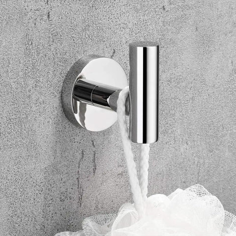 Polished Chrome 4 Piece Bathroom Hardware Set For Modern Style, chrome robe hook with SUS304 stainless steel on gray wall