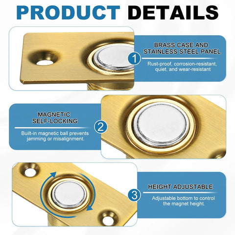 Details of Magnetic Door Ball Catch 8 Pack For Top Of Doors And Invisible Cabinets with brass finish and magnetic hold