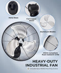 20 Inch Wall Mount Fan Oscillating With 3 Speed Settings High Velocity Industrial Air Circulator UL Listed components