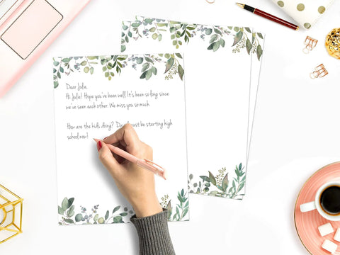 Greenery Letterhead Paper 8.5 By 11 Inches 50 Sheets Printer Friendly Writing Paper For Laser And Inkjet Elegant Stationery