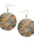 Fresh Grid Print Dangle Earrings for Women Lightweight Silver Plated Faux Leather Statement Drops With Hypoallergenic Rust Proof Hooks Slaying Casual Daily Looks All Day Long with vibrant floral grid design.