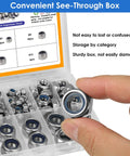 Kickstart Your Next Build With This Top Shelf 150 Piece Lock Nuts Assortment Kit Featuring Heavy Duty 304 Stainless Steel Nylon Insert Self Clinching Hex Nut Set For Smooth Diy And Home Repairs with see-through storage box.