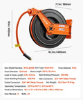 Pro Level Retractable Air Hose Reel Including 3/4 Inch By 50 Foot Pvc Hose With Snappy Auto Rewind, shown mounted.