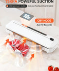 Beast 6 In 1 Vacuum Sealer For Fresh Food With 75KPa Moist And Dry Modes, sealing cans quickly with visible airflow.