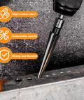 Close-up of Bridge Pin Hole Tapered Reamer Set with two chamfer reamers showing detachable handle and high-carbon steel material.