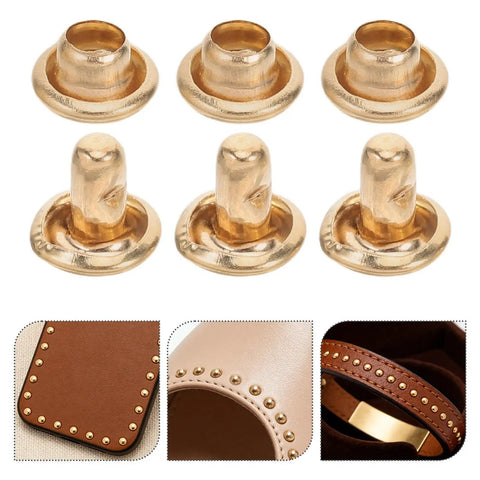 Heavy Duty Leather Rivets Kit With 100 Sets Double Cap Beefy Round Metal Snap Fasteners For Belts Bags And DIY Repairs Durable Stylish Metal Finishes For Strong Rugged Projects, gold rivets for leather bags and belts