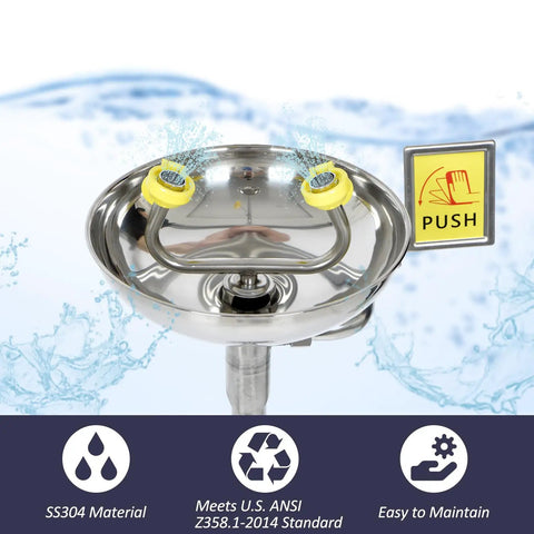 Pro Grade SS304 Stainless Steel Emergency Shower Eyewash Station Combo Kit With Dual Aerated Nozzles To Deliver Full Coverage Heavy Duty Safety Basin Built Tough For Daily Grind Operations
