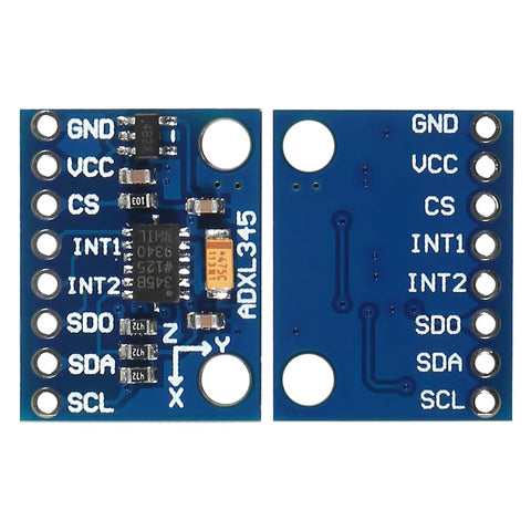 GY 291 ADXL345 3 Axis Accelerometer Tilt Sensor Module With I2C Or SPI Output For Arduino Builds 4 Pack blue PCB front and back