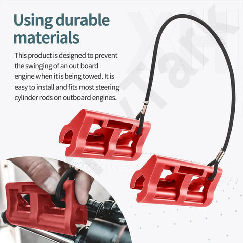 4 Inch Outboard Steering Lock For Boats With Hydraulic Cylinder Stops And Trailering Clips To Stop Engine Swinging, Universal Fit For Most Outboard Motors, Solid Pair Includes Lanyard