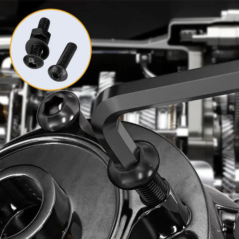 Close-up of 1065 Piece M2 Screw And Hardware Kit With Bolts Nuts And Washers in use on machinery, featuring durable carbon steel components.