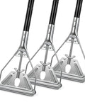 Built Tough Commercial Wet Mop Handles 3 Pack 58 Inch Metal Cleaning Poles Secure Jaw Clamp Head for effective cleaning.