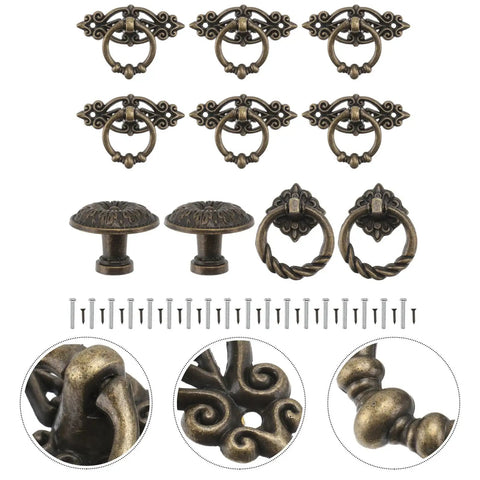 Vintage Cabinet Handles And Antique Drawer Pulls Set With Retro Alloy Door Knobs For Kitchen Cabinets And Furniture Decorative Hardware