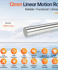 Get The Smooth Sailing Motion With These 2Pc 12Mm X 250Mm Linear Rods Made Of Premium C45 Steel For Perfect Guide Rail Sliding And Rock Solid Stability, showing 12mm chrome steel rods.