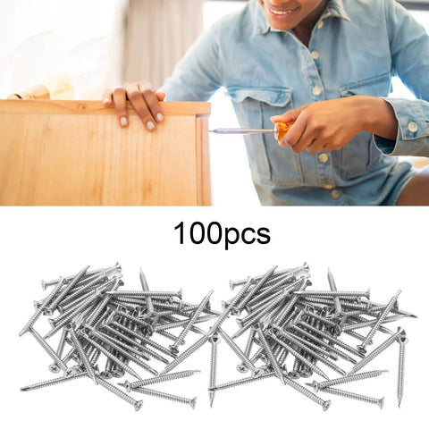 Non Slip Countersunk Screw Set 304 Stainless Steel Drill Screws For Wood Metal Plastic Fine Thread 50mm Length M4 18 100 Pack