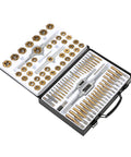 86 Piece Master Tap And Die Kit With Titanium Coating For SAE Sizes Four To Five Eighths And Metric M3 To M Sixteen All In One Threading Set