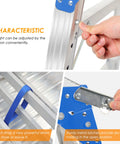 Adjustable Aluminum Work Platform 330 Lb Capacity, Height 24 To 35 Inches, height adjustment and secure latch details