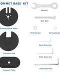 Heavy Duty Grommet Kit For Desk Monitor Mounts, Dead Nuts 4 Inch Steel Base With Full Hardware Set components layout.