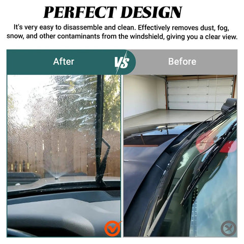 Comparison of windshield clarity after using Top Shelf Universal Windshield Washer Hose Repair Kit With Four Meter Fluid Tubing Six Heavy Duty Connectors Fan Spray Nozzles And Quick Snap Clips For Your Daily Driver.